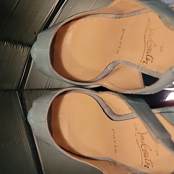 Christian Louboutin baby blue eel, lady peeps 120 heel, with 1in platform ๐38.5 - Picture 9 of 14